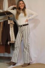 Pantalón Rayado Visón Con Celeste - Imagen 3