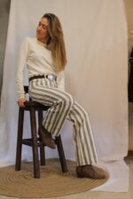 Pantalón Rayado Visón Con Celeste - Imagen 2