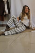 Pantalón Rayado Visón Con Celeste - Imagen 5