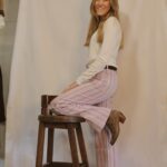 Pantalón Rayado Rosado Con Blanco