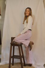 Pantalón Rayado Rosado Con Blanco
