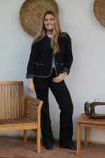 Chaqueta con Flecos Jaspeada